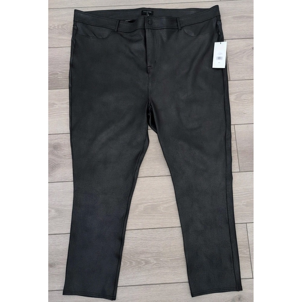 NYDJ Womens Sculpt Her Stretch 5 Pocket Leggings Jet Black Coated Size 26W‎ NWT